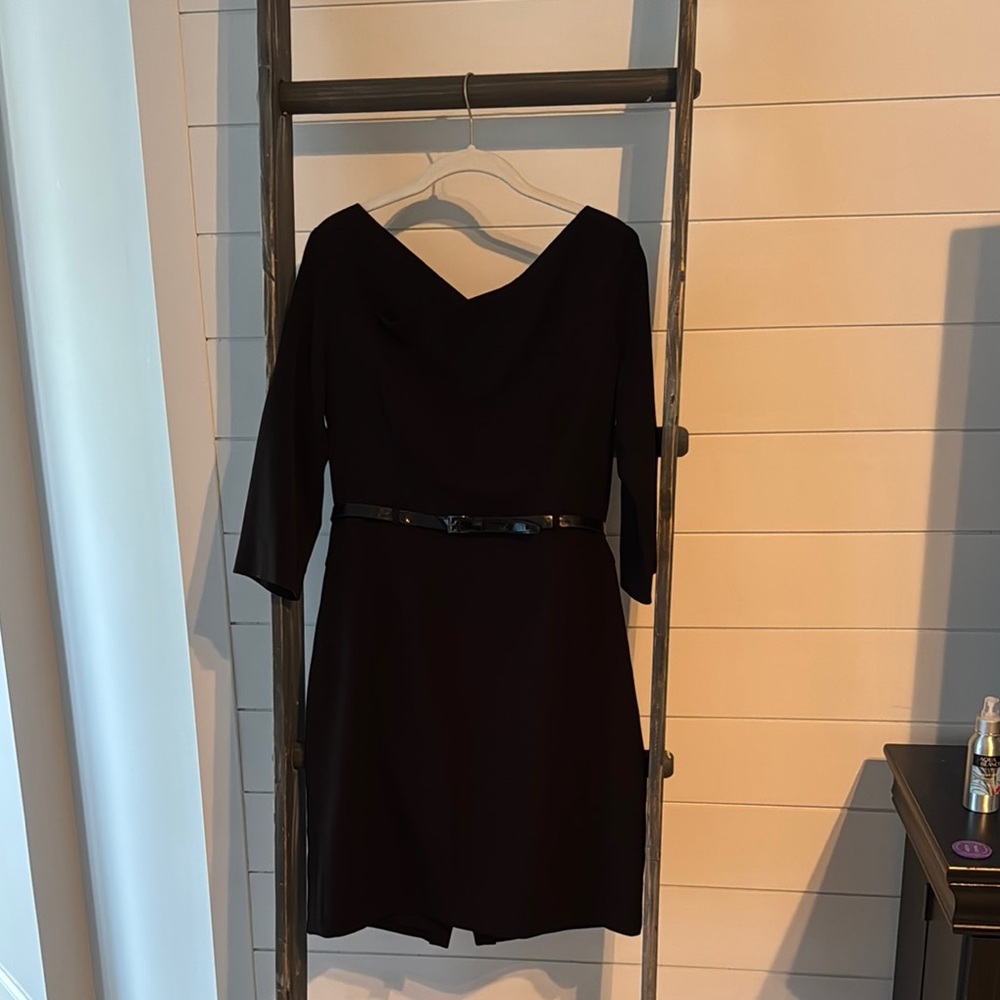 Tahari Elegant Black Dress with Belt